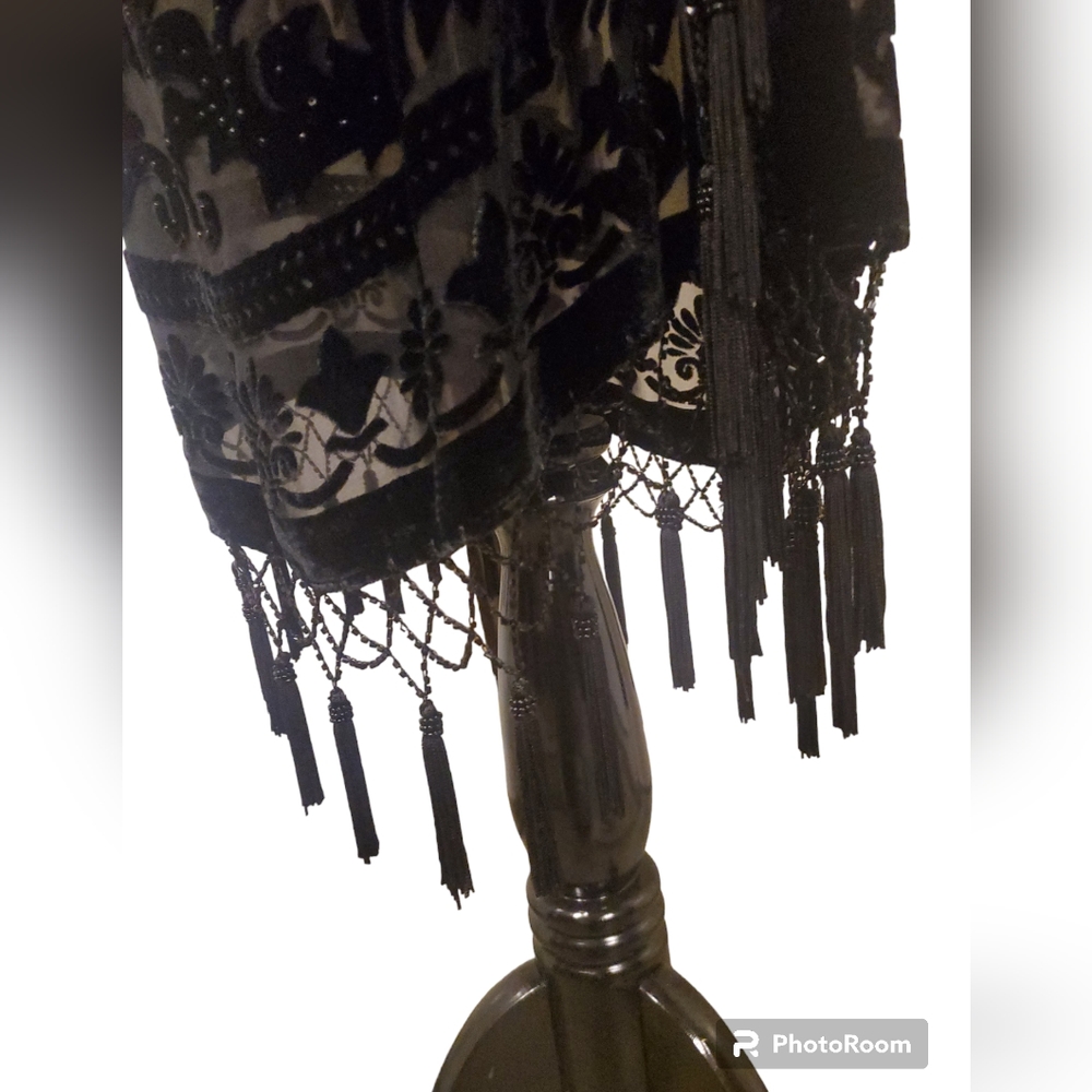 VINTAGE Touch of class fringed sheer kimono duster boho festival silk - Picture 7 of 11